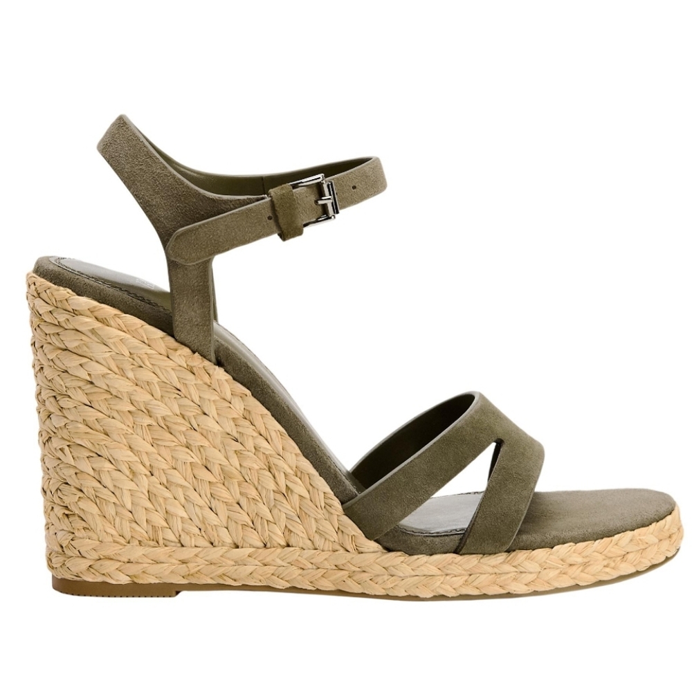 NWT ZARA Olive Khaki Green Wedge Sandals EU 40 US 9